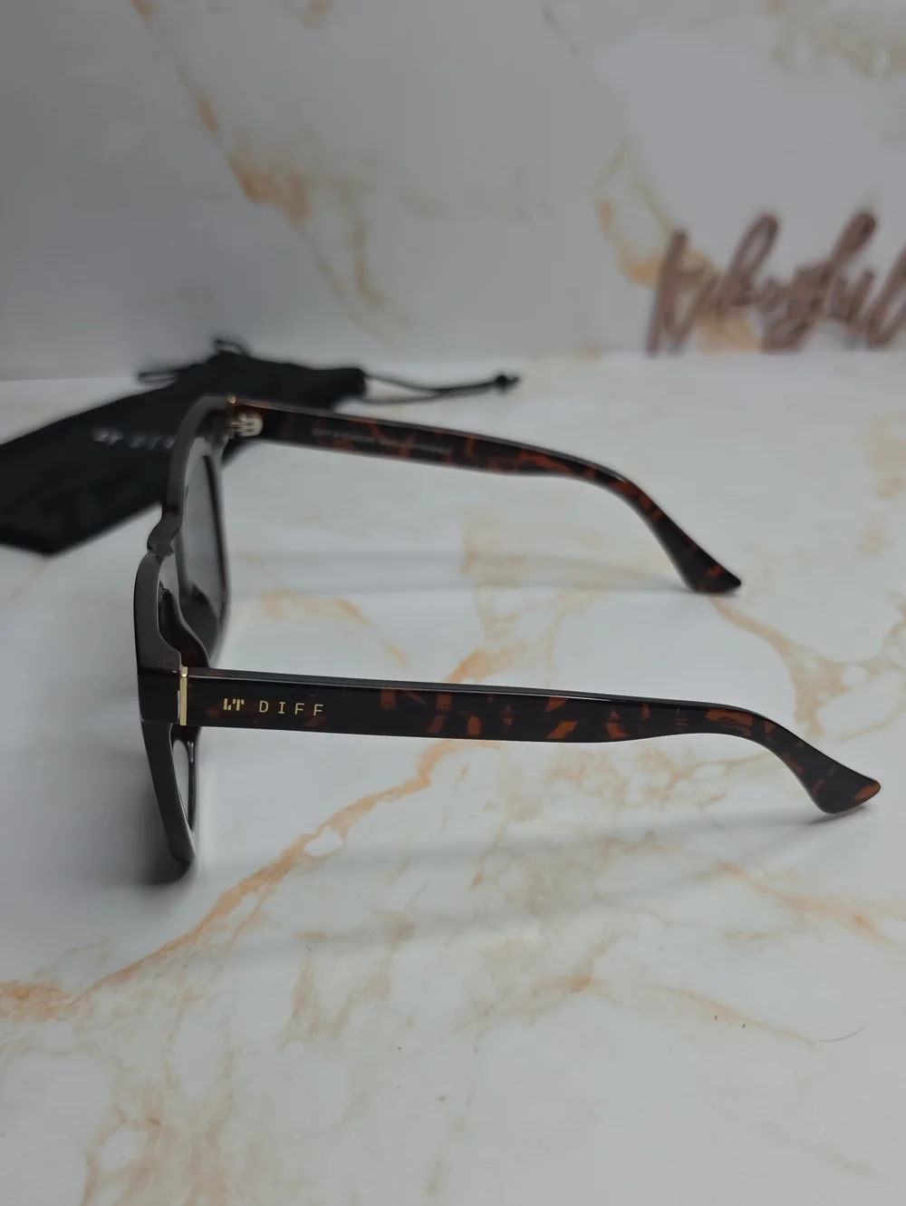 Diff Talia Tortoiseshell Cat-Eye Square Sunglasses with Dark Lenses New